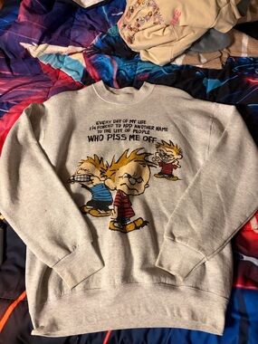 Vintage print Calvin and Hobbs crew neck